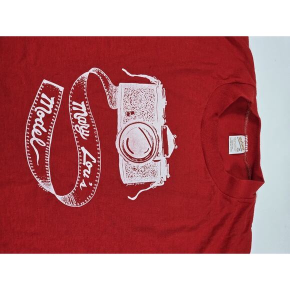 Vintage 80s Mary Lou's Model Red T-shirt Single Stitch Medium - Picture 5 of 5